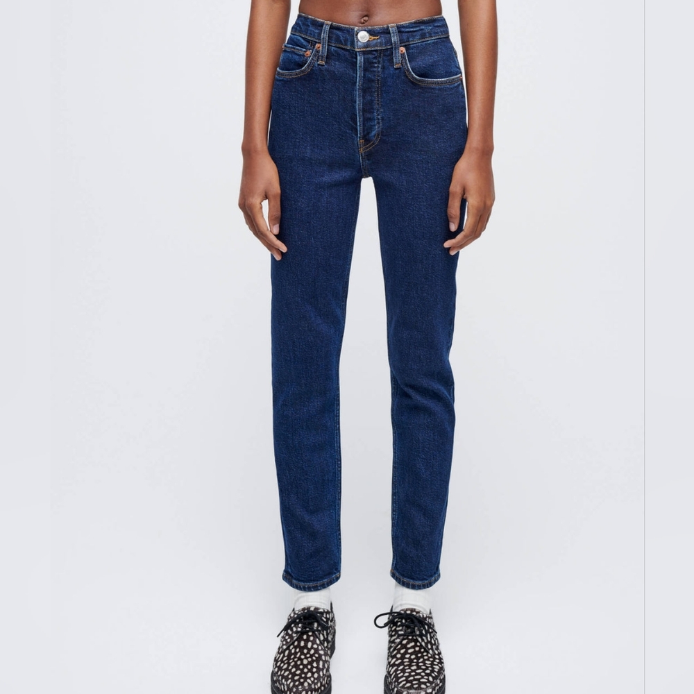 Re/Done 90's High Rise Ankle Crop In Dark Rinse Size 24 NWT